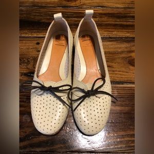 Swedish Hasbeens White Leather Flats
